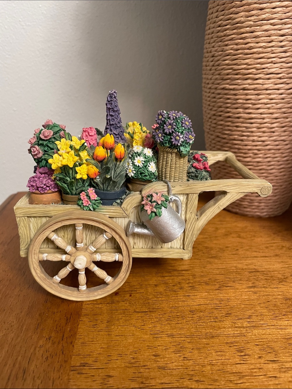 Vintage 1996 San Francisco Music Box Company Resin Flower Cart or Wagon Figure
